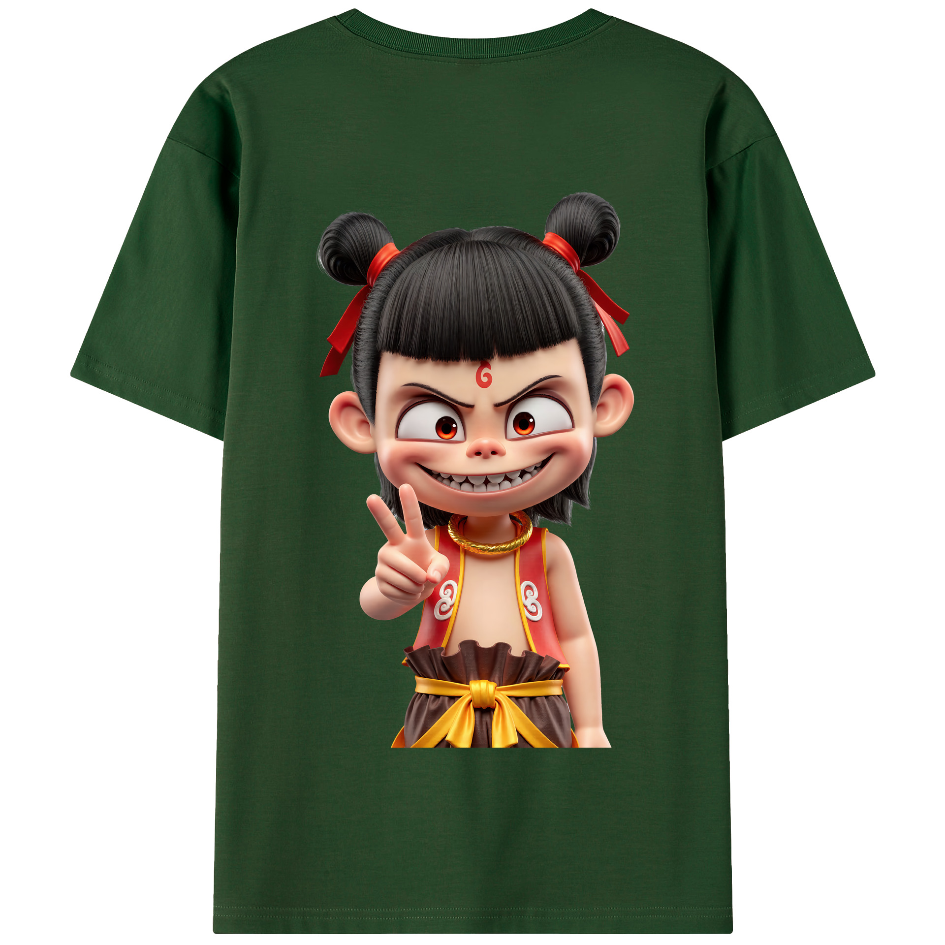 （画像用） Ne Zha 2 ナタ 魔童の大暴れ 綿100％半袖Tシャツ（背面プリント）